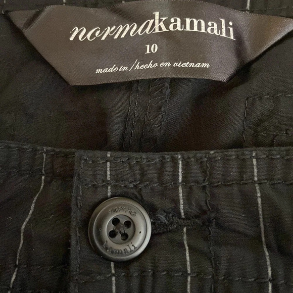 Norma Kamali 100% Cotton Black Pinstripe Cargo Pants with Drawstring Legs - 10 - Picture 4 of 6